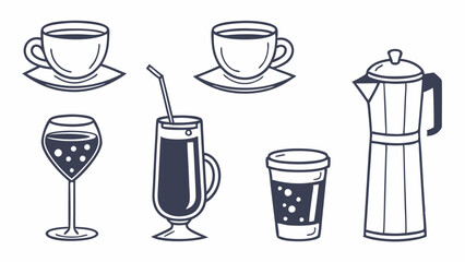 Collection of Stylish Line Art Beverage Vessels