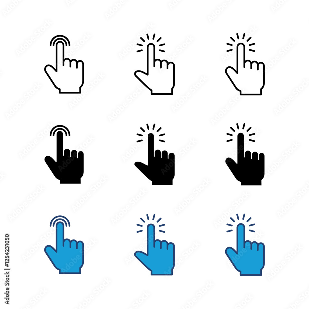 Aufkleber hand click icon set. pointer icon vector. hand cursor icon vector