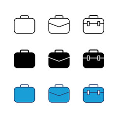 Briefcase icon set. suitcase icon. luggage symbol.