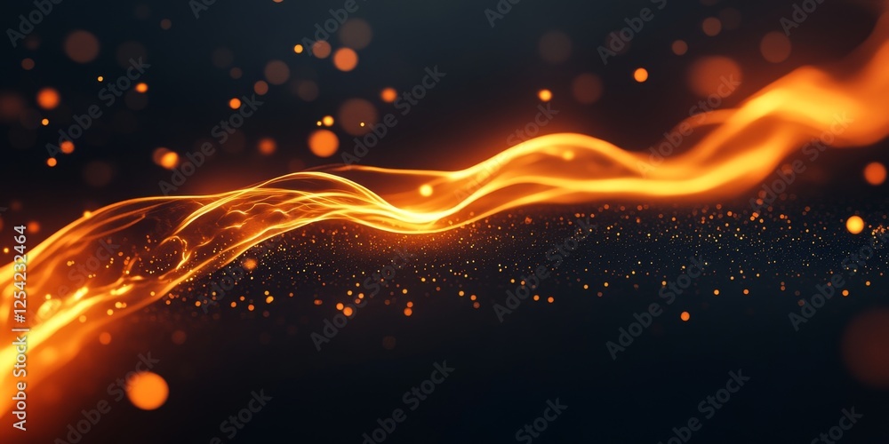 Poster Fiery wave abstract digital art, bokeh background