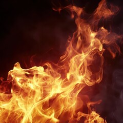 Fototapeta premium Fire Isolated on Dark Background, High-Resolution Stock Image for Creative Projects