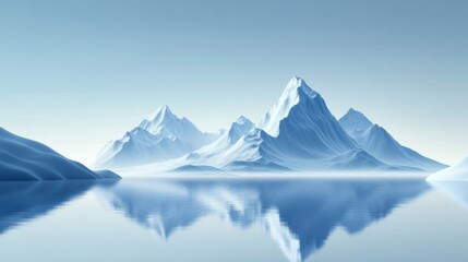 Fototapeta premium Snowy Mountain Peaks Reflecting in Calm Lake