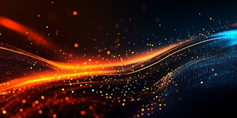 Obraz premium Abstract fiery blue wave digital art, dark background, website header