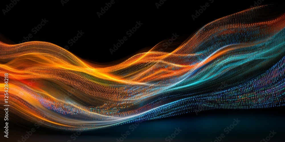 Poster abstract digital wave flowing dark background