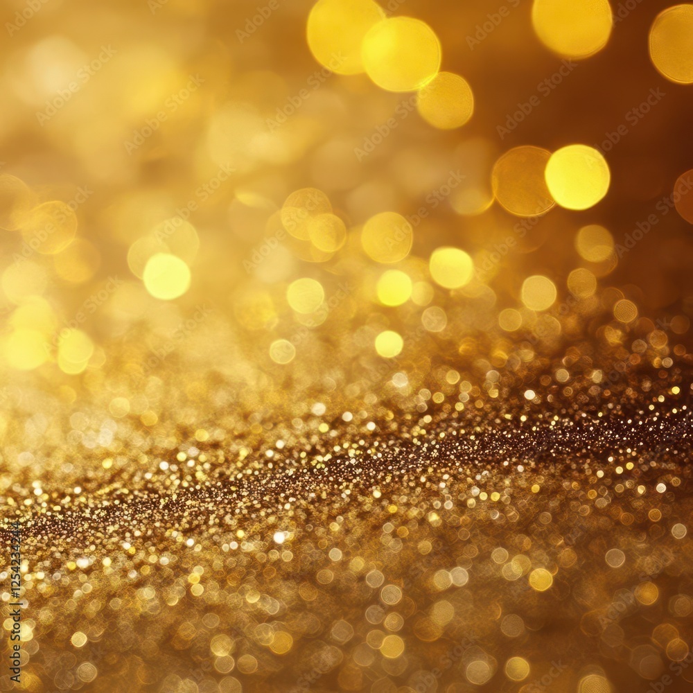 Poster gold abstract background with bokeh sparkles, glittering and elegant