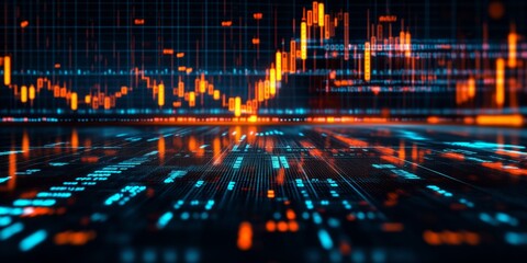 Digital stock market data flow, glowing lines, future finance