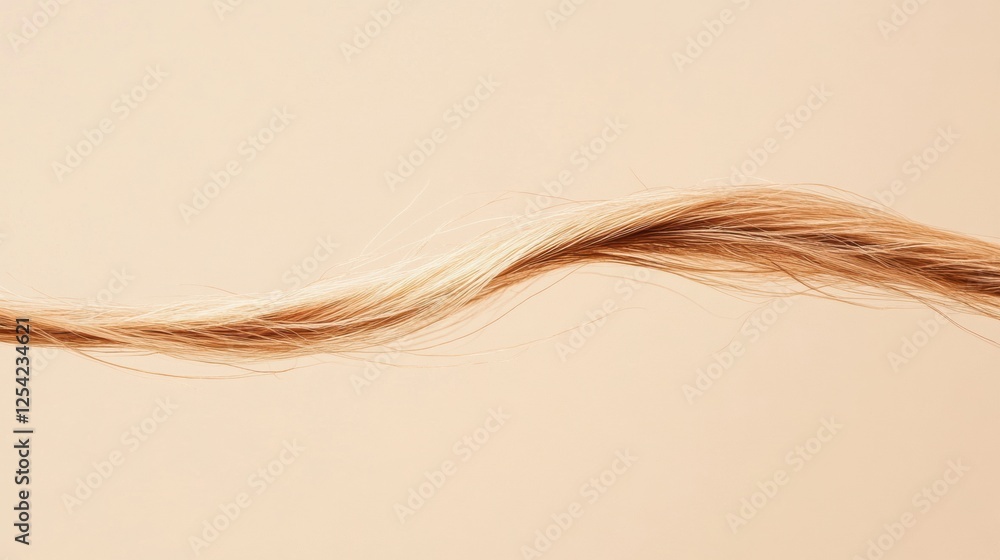 Poster macro view captures the delicate details of a broken strand of blonde hair against a soft background