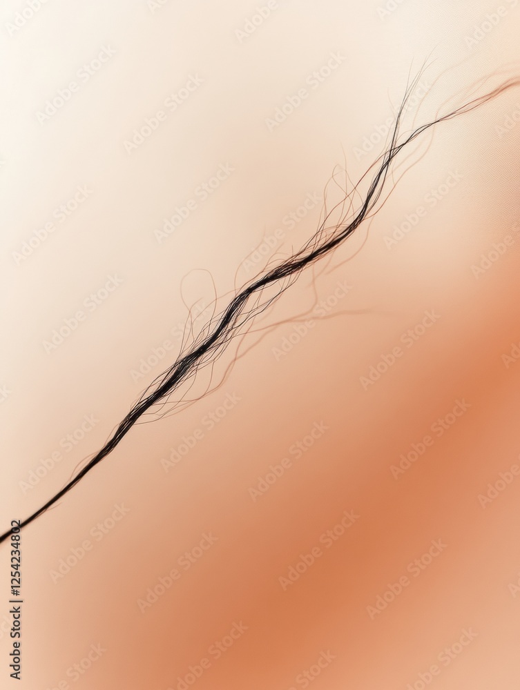 Aufkleber close up examination of a broken hair strand showcasing details and texture against a soft backgroun
