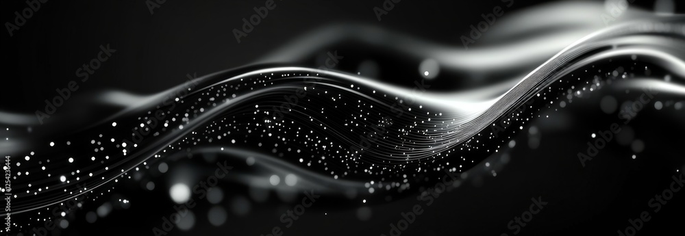 Aufkleber dark abstract wave, bokeh background, digital art, website header