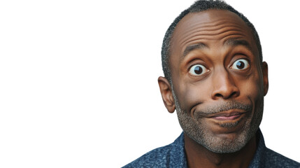 Obraz premium Curious man making a funny face on a transparent background