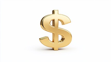 Obraz premium Golden dollar sign, 3D render, white background, finance (3)
