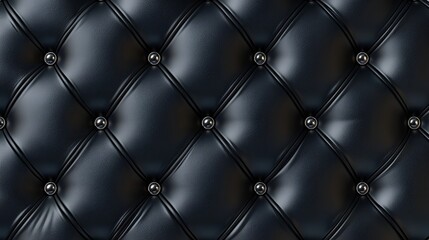 Naklejka premium Black leather tufted upholstery texture background