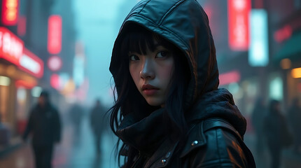 portrait of a young woman in the street