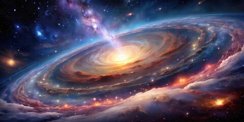 Celestial marvel with unusual shapes, cosmic landscape, galaxy structure,  cosmic landscape