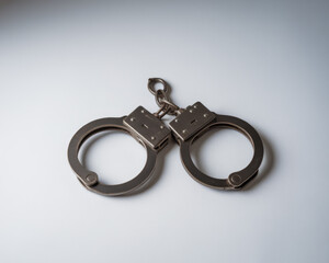Heavy duty metal handcuffs isolated on a white background