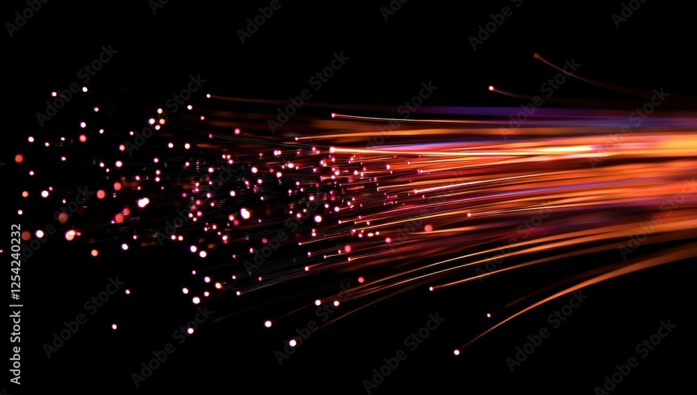 Poster abstract colorful light trails with bokeh effects on a dark background, representing creativity, ene