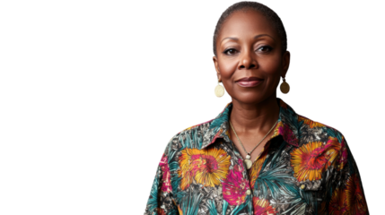 Confident senior businesswoman smiling on transparent background