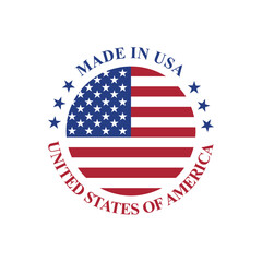 	
made in usa stamp circle logo vector design with united states flag element	
