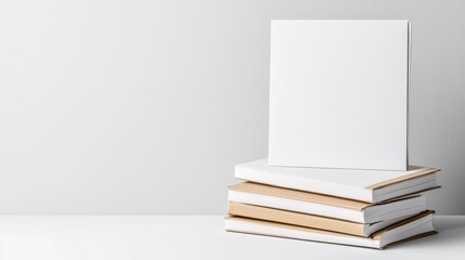 Blank book cover mockup on books, white background, design template