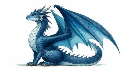 blue dragon on white background