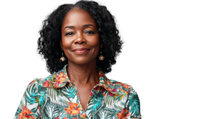 Smiling senior businesswoman posing on transparent background