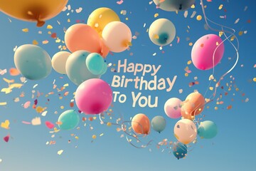 Fototapeta premium Happy Birthday post message celebration card template