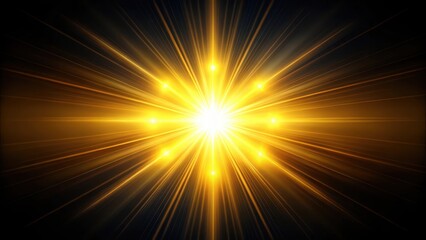 Obraz premium A sun flare shines brightly on a black canvas with vibrant yellow rays stretching outwards, natural light