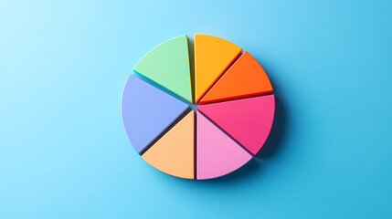 Obraz premium Colorful Pie Chart with Six Sections on Blue Background