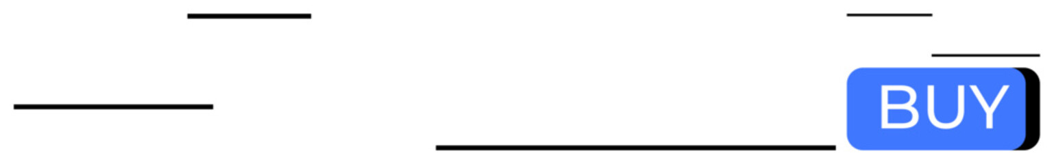 Blue BUY button aligned with black horizontal lines on a minimalistic interface, symbolizing purchase and transaction processes. Ideal for e-commerce themes, UXUI design, digital marketing, online