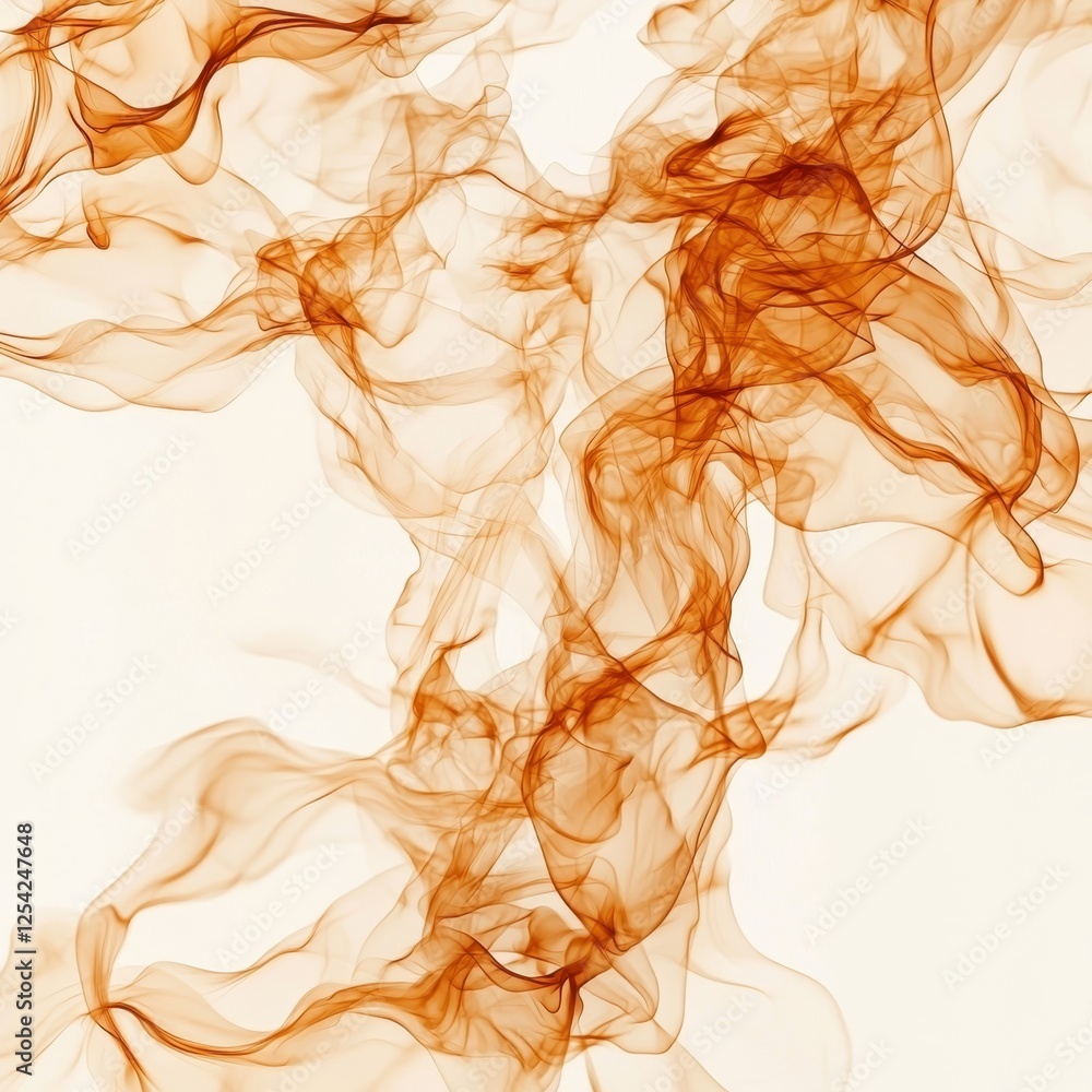 Poster abstract flowing smoke patterns in warm amber tones against a light background for artistic use
