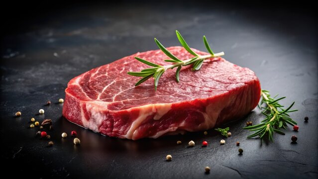 Bodeg?n de chulet?n de tenera sobre fondo negro, beef cut, steak photo