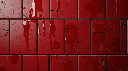 Quitting smoking according to the concept of drug addiction treatment. Cracked red tiles with water droplets create striking visual effect