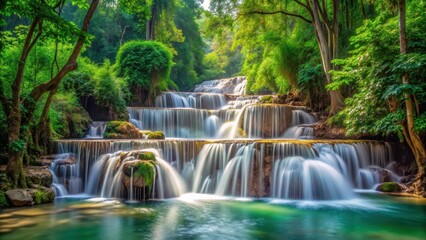 Fototapeta premium Beautiful cascading waterfall surrounded by lush greenery in Pak Khlong, scenery, outdoors, scenery, outdoors, stream