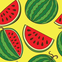 Seamless pattern with watermelon