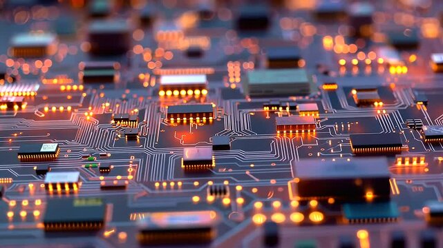 Detailed view of a circuit board showcasing intricate copper pathways and electronic components.
