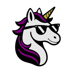 Cool Unicorn with Sunglasses Illustration