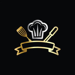 Obraz premium Restaurant logo. Vector illustration of a restaurant logo on a black background. 
