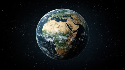Fototapeta premium Earth, planet, space, globe, view from space, continents, oceans, atmosphere, clouds, land, water, world, cosmos, universe