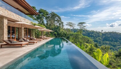 Fototapeta premium Luxury Villa with Infinity Pool and Breathtaking Jungle Views