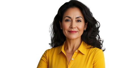Confident hispanic businesswoman smiling with transparent background