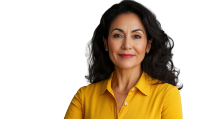 Confident hispanic businesswoman smiling with transparent background