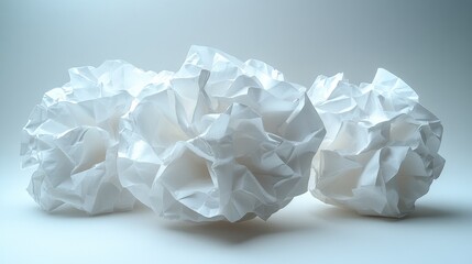 Crumpled paper balls forming a creative sculpture, symbolizing teamwork and innovation.