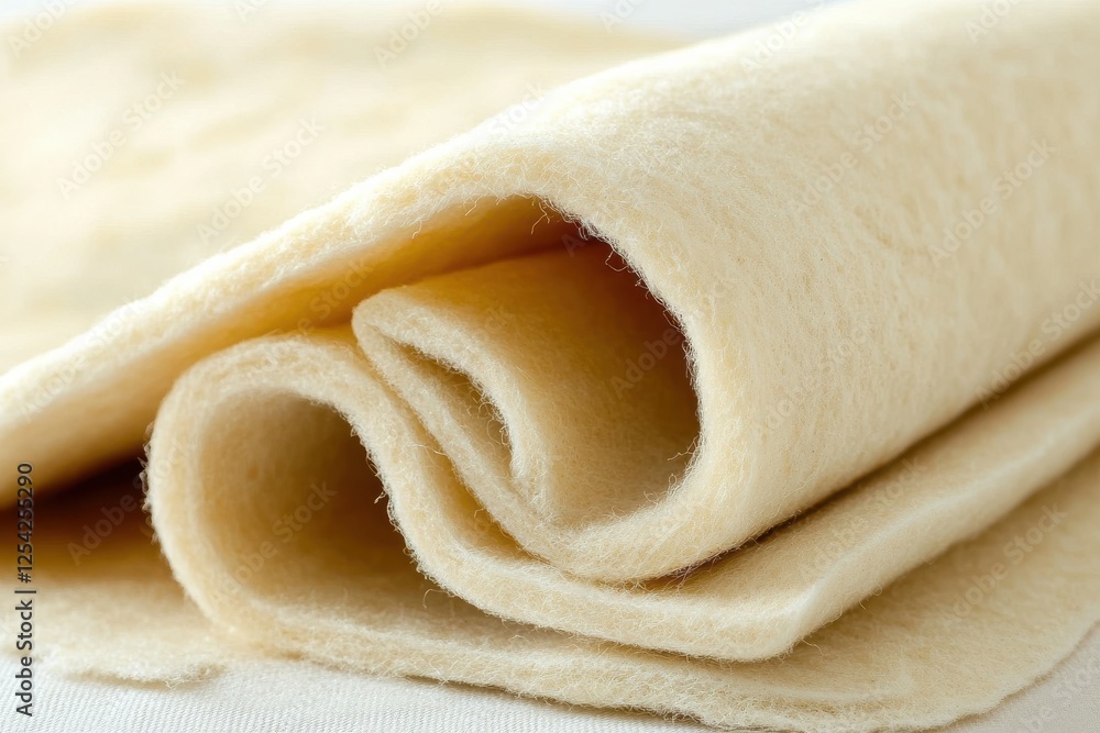 Aufkleber soft beige felt fabric with visible fibers captured in a macro shot, highlighting the gentle texture