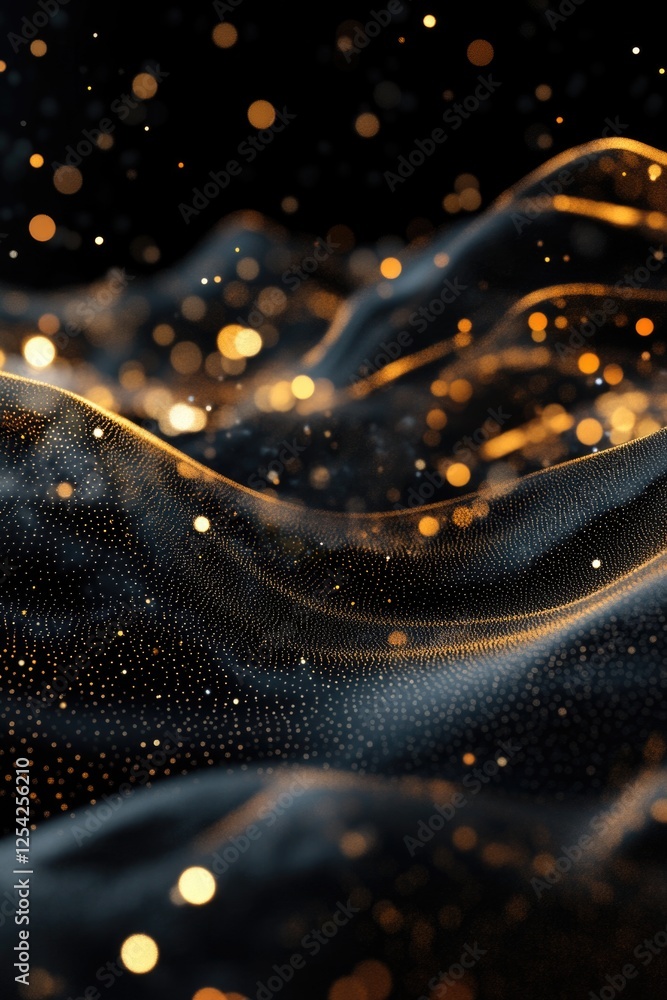 Poster experience the elegance of a wave of round, small particles flowing seamlessly in an abstract design