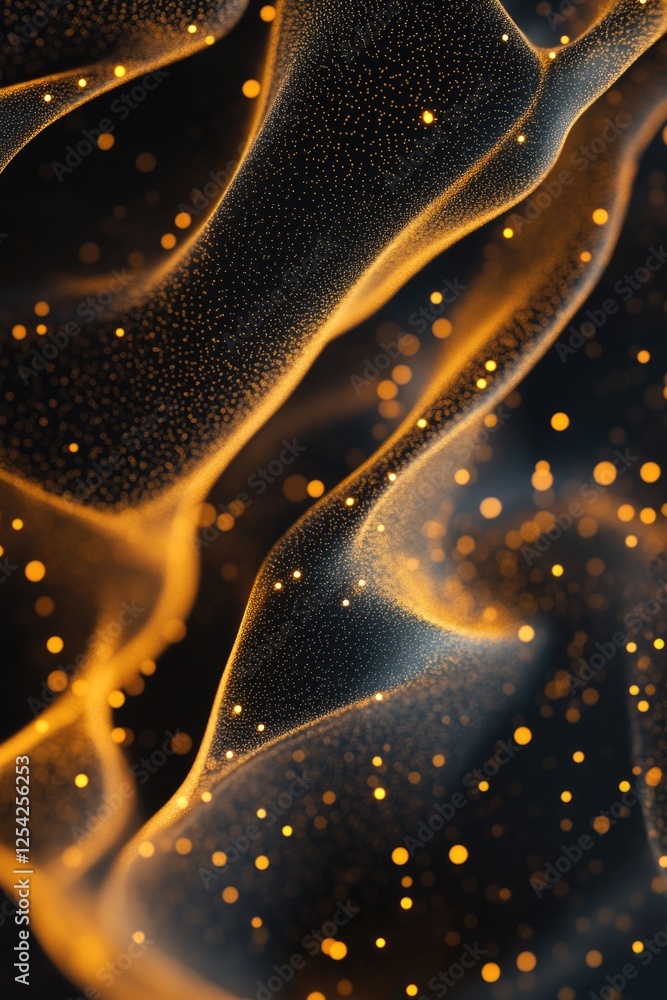 Poster experience the elegance of a wave of round, small particles flowing seamlessly in an abstract design
