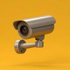 Security Camera on Yellow Background: Modern Surveillance Technology