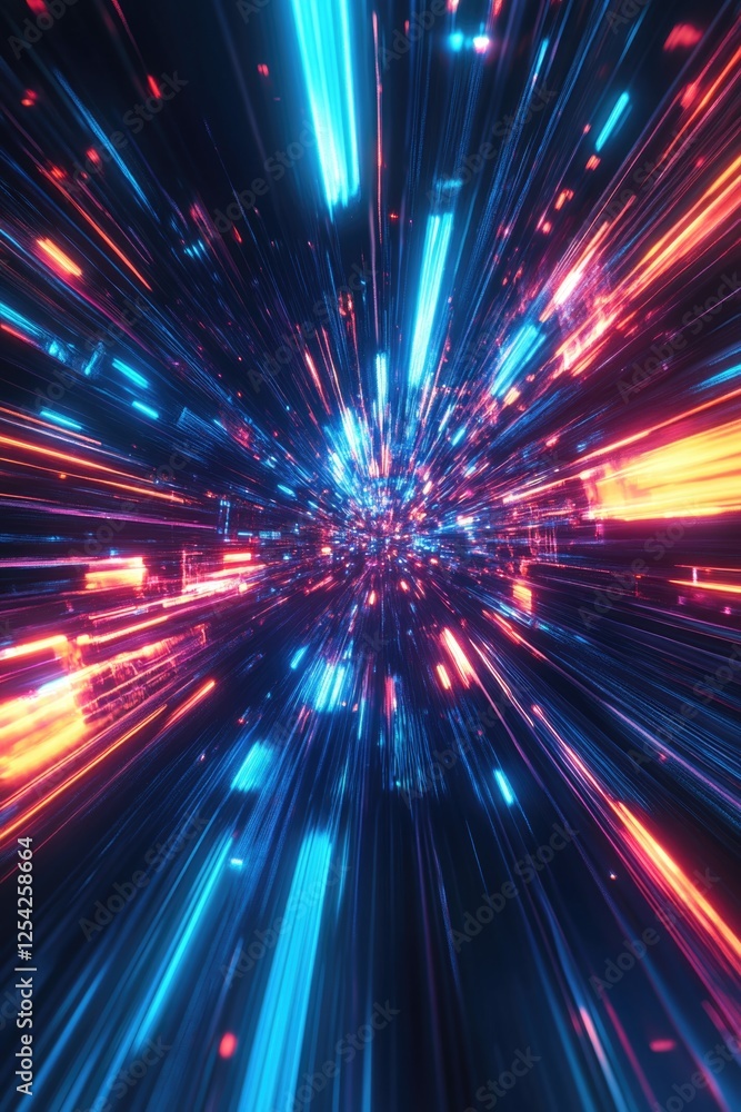 Aufkleber futuristic data flow. explosion effect. sci-fi motion wallpaper. neon glowing rays in motion. hyper 