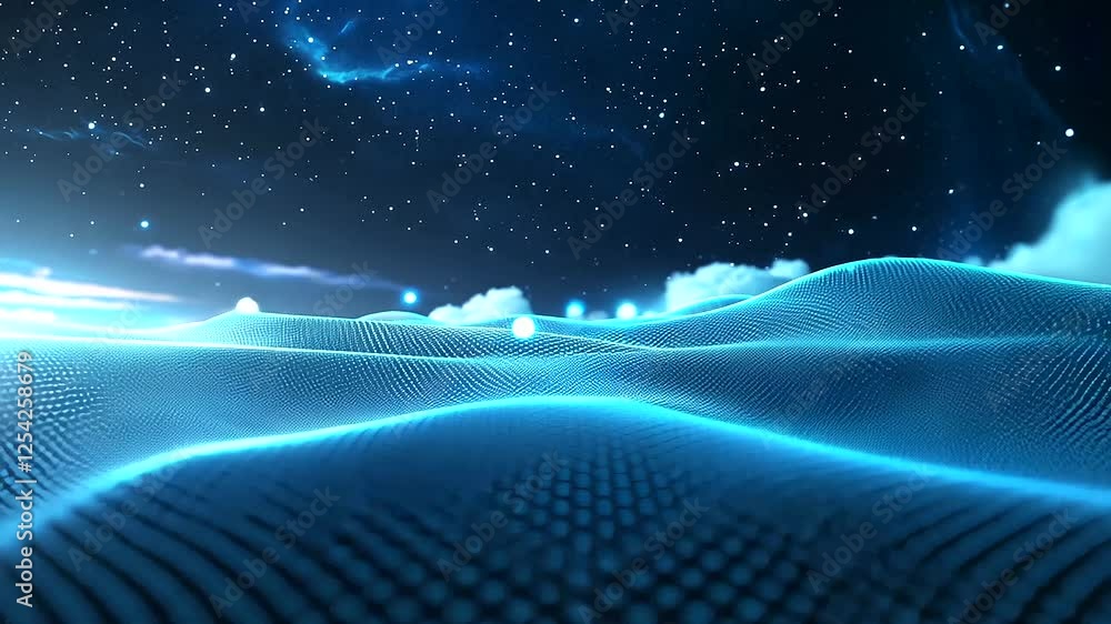 Poster dynamic visualization of a mesh network in a futuristic cloud computing environment.