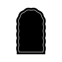 Arch shape with wavy borders. Curvy archway form. Window or mirror, portal or gate, empty text box, tag or label isolated on white background. Vector graphic illustration.