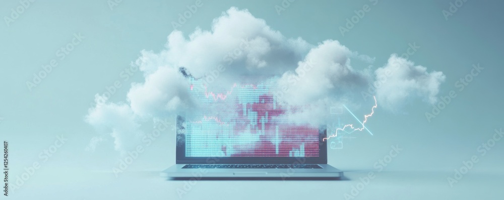 Poster laptop cloud computing data storm